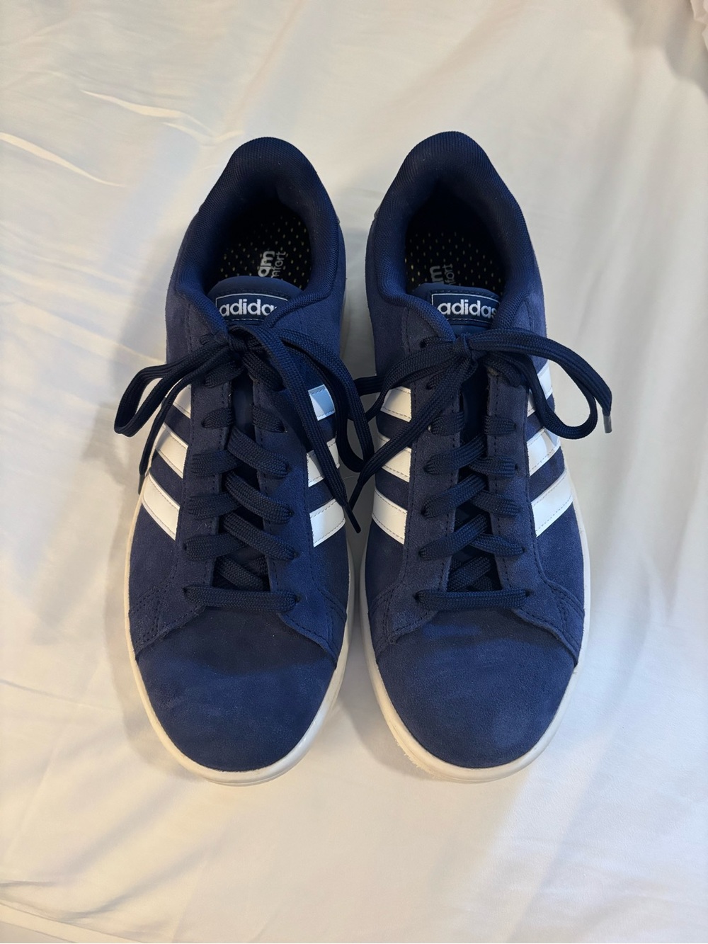 adidas Men’s Navy Sneakers with White Stripes